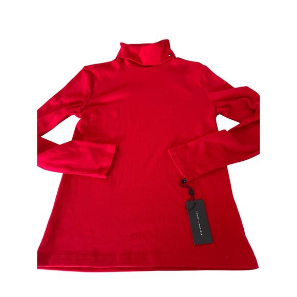 Tommy Hilfiger Red Turtleneck Top Size Small Long Sleeve NWT Basic Minimalist - Picture 4 of 8